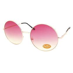 Chic-Net Hochwertige Sonnenbrille rund Glamour golden XL Oversize Klassische getönt 400UV Vintage rosa von CHICNET