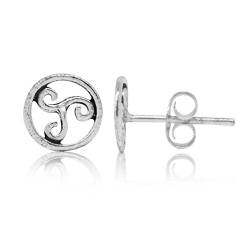 Chic-Net Ohrstecker Silber Unisex Schmuck Ohrringe Kreis mit Muster 925 Sterlingsilber Silberohrstecker Triskele Damen Herren Ohr Schmuck von CHICNET