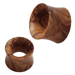 Chic-Net Olivenholz Flesh Tunnel Lobe Piercing Holz Double Flared Plug Expander Dehner | Unisex Tunnels Männer Frauen | Holztunnel in Handarbeit Plugs | braun Organic Ohrring Ohrstecker 14 mm von CHICNET