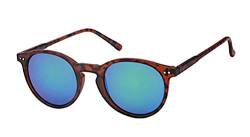 Chic-Net Panto Sonnenbrille Round Glasses 400 UV verspiegelt Pünktchen silbern blau-grün von CHICNET