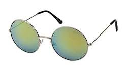 Chic-Net Sonnenbrille große Round Glasses 40er Jahren-Style 400 UV Metall verspiegelt gelb von CHICNET