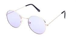 Sonnenbrille rund vintage gold silber 400UV getönt klar Metallgestell bunt 70er jahre unisex Damen Herren Brillen Klarglas Hippie Retro Vintage Trend Designer leicht verspiegelte Sonnenbrillen (lila) von CHICNET