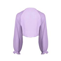 CHICTRY Damen Bolero Chiffon Cardigan Leichte Festliche Bolerojacke Elegant Sommer Shrug Schulterjacke Transparent Jäckchen mit Lange Ärmel Bettjäckchen Helles Lila Einheitsgröße von CHICTRY