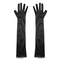 CHICTRY Damen Flapper Handschuhe mit Kunstperlen Deko Vintage Ellenbogenlänge Brauthandschuhe Kurz Hochzeitshandschuhe für Hochzeit Abend Opera Party Cocktail Langer Typ One Size von CHICTRY