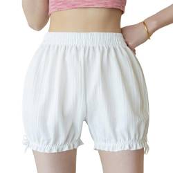 CHICTRY Damen Vintage Bloomer Shorts mit Rüschen Spitze Unterhose viktorianische Kürbis Pantalons Pettipants Renaissance Zigeuner Shorts B Weiß XL von CHICTRY
