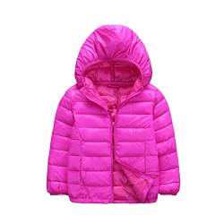 CHICTRY Daunenjacke Kinder Jungen Mädchen Winterjacke Mit Kapuze Winter Outdoor Warm Steppjacke Puffer Mantel Leicht Atnungsaktiv Hot Pink A 110-116 von CHICTRY