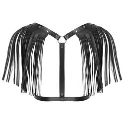 CHICTRY Herren Punk Leder Körperkette Harness Fransen Gürtel Brust Kette Gothic Weste Verstellbare Körpergeschirr für Cosplay Party Halloween Kostüm Schwarz One Size von CHICTRY