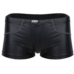 CHICTRY Herren Wetlook Boxershorts Hose Lackleder Shorts Glänzend Männer Badehose Clubwear Boxer Briefs Pants Gr. M-XXL Schwarz XXL von CHICTRY