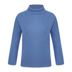 CHICTRY Kinder Mädchen Junge Langarm Thermoshirt Warm Rollkragen Thermo Unterhemd Winter Einfarbig Tank Crop Top Funktionsshirt T-Shirt Slim Fit Blau F 98-104 von CHICTRY