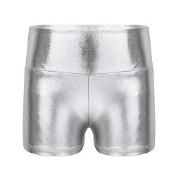 CHICTRY Kinder Mädchen Shorts Ballett Athletic Fitness Tanzhose Metallic Glänzend Kurze Hose Shiny Hot Pants Gymnastik Turnhose Dancewear Gr. 98-164 Silber 116 von CHICTRY