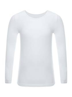 CHICTRY Kinder Thermo Unterhemd Langarm Mädchen Junge Thermoshirt Fußball Trikot Rundhals Jogging Oberteil Thermounterwäsche Atmungsativ Weiß A 140-152 von CHICTRY