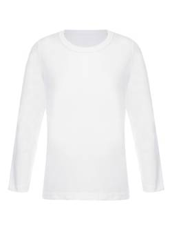 CHICTRY Kinder Thermo Unterhemd Langarm Mädchen Junge Thermoshirt Fußball Trikot Rundhals Jogging Oberteil Thermounterwäsche Atmungsativ Weiß C 158-164 von CHICTRY