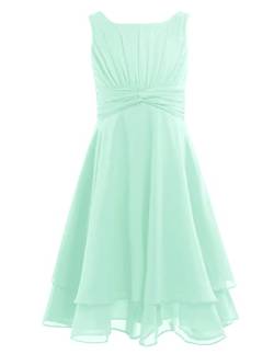 CHICTRY Mädchen Kleider Festlich Hochzeit Partykleid Chiffon Festzug Kinder Brautjungfer Kleider Kinderkleider Gr. 104 116 128 140 152 164 B Mint Grün 116 von CHICTRY