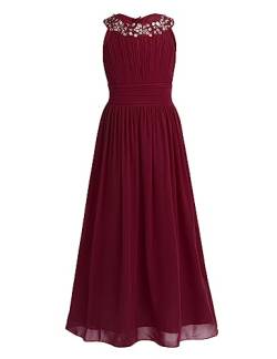 CHICTRY Mädchen Kleider Festlich Hochzeti Prinzessin Kleid Sommer Lang Ärmellos Partykleid Abendkleid Festkleid Blumenmädchenkleid Gr. 104 116 128 140 152 164 A_Burgundy 140 von CHICTRY