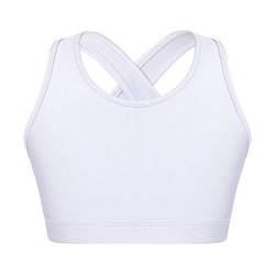 CHICTRY Mädchen Top Bauchfrei Oberteile Yoga Bustier Bralette Sport BH ohne Bügel Kinder Tank Top Ballett Tanz Unterwäsche Strech Gr. 98-164 Weiß E 158-164 von CHICTRY