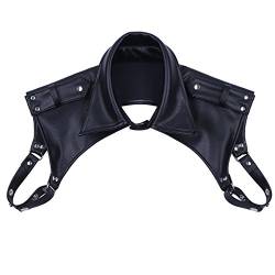 CHICTRY Männer Herren Body Leder Harness Harnis Wetlook Kragen Abnehmbare Top Shirt Brustgeschirr Einstellbar Schwarz A One Size von CHICTRY