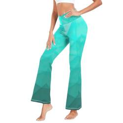 CHIFIGNO Damen Yogahose, Bootcut-Yoga-Leggings für Damen, Crossover-Stil, hohe Taille, Fitness-Leggings, Aqua Türkis Farbverlauf, S von CHIFIGNO