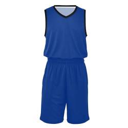 CHIFIGNO Herren-Basketballtrikot, Shirt und Shorts, schnell trocknend, leicht, Unisex, Basketballtrikot für Männer, Frauen, Jugendliche, Dunkles Puderblau, Small von CHIFIGNO