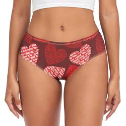 CHIFIGNO Unterwäsche aus Bambusfaser für Damen, niedrige Taille, sexy Bikini, Hipster-Höschen, Valentinstag rosa und rote Herzen, XXL von CHIFIGNO