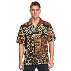 Hawaiian Style Tribal Vintage Herren Hawaiihemd Casual Urlaub Button Down Hemd Loose Fit Sommer Strand Kurzarm Hemd, Hawaii-Stil, X-Groß von CHIFIGNO