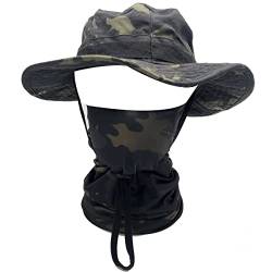 CHINWHI Boonie Hat Eimer Runder Hut Sonnenschutz Halbgesichtsmaske Tactical Camo für Fishing Camping Outdoor Sport Männer Frau Unisex (BC) von CHINWHI