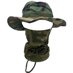 CHINWHI Boonie Hat Eimer Runder Hut Sonnenschutz Halbgesichtsmaske Tactical Camo für Fishing Camping Outdoor Sport Männer Frau Unisex (WL) von CHINWHI