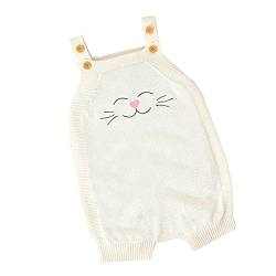 CHISHAYA Neugeborenes Baby stricken Cartoon Katze Strampler Baumwolle ärmellos Junge Mädchen Pullover Kleidung Baby Overall jumpsuit mädchen 140 kurz (#C-White, 0-3 Months) von CHISHAYA