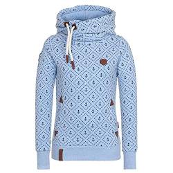 CHIYEEE Damen Lange Ärmel Hoodie Frauen Kapuzenpullover Pullover mit Kapuze Cross Over Kragen und Fleece Innenseite Blau 5XL von CHIYEEE