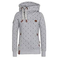 CHIYEEE Damen Lange Ärmel Hoodie Frauen Kapuzenpullover Pullover mit Kapuze Cross Over Kragen und Fleece Innenseite Grau L von CHIYEEE