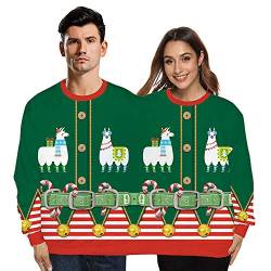 CHIYEEE Ugly Christmas Couple Sweatershirt Zwei Personen Unisex Pullover Neuheit Weihnachten Bluse Cowl Neck Pullover Tops von CHIYEEE