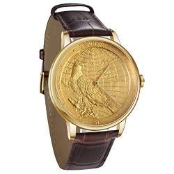 CHIYODA Gold Uhr Schweizer Luxusuhr Goldarmbanduhr mit Schweizer Quarzuhrwerk und Lederarmband von CHIYODA