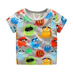 Baby Boy Little Monster Graffiti Tees Baumwolle Kurzarm Rundhals T-Shirt Gr. 116, grau von CHJUZI