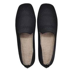 Damen Slip On Ballerinas Schuhe Klassische Strickpumps Schuhe für Frauen Breite Füße, schwarz, 42 EU von CHNNFC