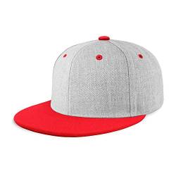 CHOK.LIDS Baseballkappe mit flachem Schirm, klassischer Snapback-Hut, blanko, verstellbare Krempe, hoher Oberteil, trendiger Farbstil, einfarbig, Asche/Rot, Einheitsgröße von CHOK.LIDS