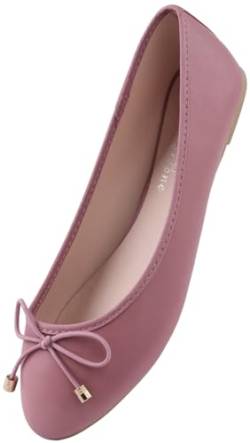 Damen Ballerinas Elegant Flache Schuhe Pumps Schuhe Pull-On PU Leder,Rosa 36 EU von CHOOSEONE