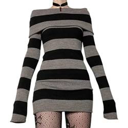 CHOUBAGUAI Goth-Kleider, Punk, Gothic, Witchy, Dark Academia, Schulterfreies Strickkleid für Damen, y2k, Feen-Grunge-Kleider, Halloween-Kleidung – wie auf dem Foto Gezeigt, M von CHOUBAGUAI