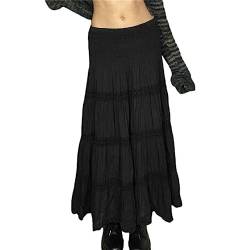 Frauen Lange Röcke Vintage Ästhetische Grunge Fairy Core Hohe Taille Spitzenrock Dark Academia Kleidung E Girl Goth Rock-Wie Foto zeigt,M von CHOUBAGUAI
