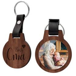 Beste Oma Schlüsselanhänger mit Foto und Gravur aus Voll Holz - absolut kratzfest! Personalisierter Anhänger mit vielen Motiven z.B. für Schwester Bruder Oma Opa Paare - Geschenkidee mit Bild von CHRISCK design