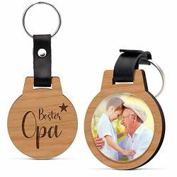 Foto Schlüsselanhänger personalisiert mit Bild & Namen Gravur | Echtes Holz - kratzfest | Schlüssel Anhänger Bester Opa - große Motivauswahl! Persönliches Geschenk für Männer Großvater Papa von CHRISCK design