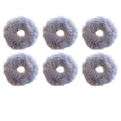 Flauschiges warmes Winter-elastisches Haarband Scrunchies Dickdarm-Haarring Frauen Mädchen Plüsch-Haarseil Hairwear-Haarband (Color : Blue-6PCS) von CHRISK