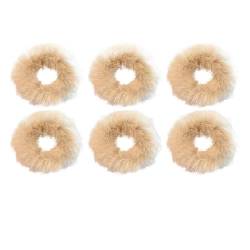 Flauschiges warmes Winter-elastisches Haarband Scrunchies Dickdarm-Haarring Frauen Mädchen Plüsch-Haarseil Hairwear-Haarband (Color : Light coffee-6PCS) von CHRISK