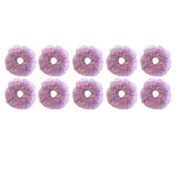 Flauschiges warmes Winter-elastisches Haarband Scrunchies Dickdarm-Haarring Frauen Mädchen Plüsch-Haarseil Hairwear-Haarband (Color : Purple-10PCS) von CHRISK