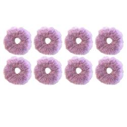 Flauschiges warmes Winter-elastisches Haarband Scrunchies Dickdarm-Haarring Frauen Mädchen Plüsch-Haarseil Hairwear-Haarband (Color : Purple-8PCS) von CHRISK