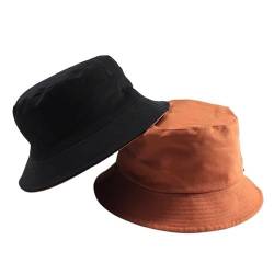 Große Größe Frauen Fischerhüte Großer Kopf Mann Sommer Sonnenhut Zwei Seiten Panama Caps Plus Größen Eimer Hüte 57-59cm 60-62cm 63-64cm, Orange, 7 3/8-7 5/8 von CHRISK