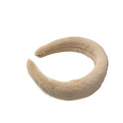 Koreanisches elegantes Haarband for Mädchen, niedlicher Plüsch-Haarschmuck, Winter-Frauen-Stirnbänder, modisches Haarband, Kopfbedeckung, Geschenke (Color : Light Tan, Size : One Size) von CHRISK