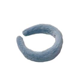 Koreanisches elegantes Haarband für Mädchen Niedlicher Plüsch-Haarschmuck Winter Frauen Stirnbänder Mode Haarreif Kopfbedeckung Geschenke (Farbe: Blau, Größe: Einheitsgröße) von CHRISK