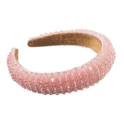 Luxus Volldiamant handgewebtes Perlen-Stirnband Haarschmuck Weibliches Barockschwamm Stirnband Haarreif Kopfbedeckung Frau (Farbe: B rosa, Größe: Medium) von CHRISK