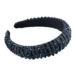 Luxus Volldiamant handgewebtes Perlen-Stirnband Haarschmuck Weibliches Barockschwamm Stirnband Haarreif Kopfbedeckung Frau (Farbe: Blau, Größe: Medium) von CHRISK
