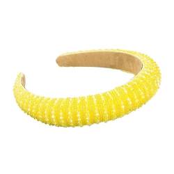 Luxus Voller Diamanten Handgewebte Perlen Stirnband Haarschmuck Weibliche Barock Schwamm Stirnband Haarband Kopfbedeckung Frau (Color : B yellow, Size : Medium) von CHRISK