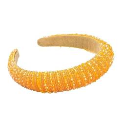 Luxus Voller Diamanten Handgewebte Perlen Stirnband Haarschmuck Weibliche Barock Schwamm Stirnband Haarband Kopfbedeckung Frau (Color : Orange, Size : Medium) von CHRISK